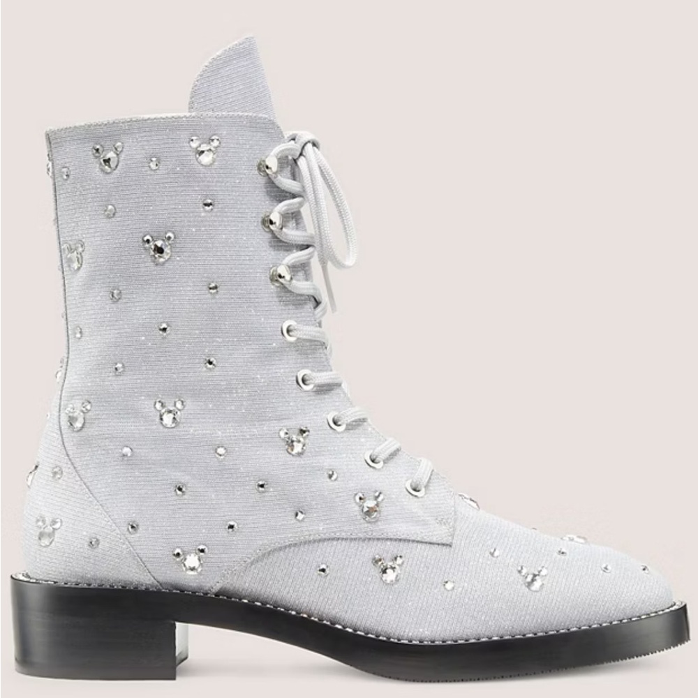 New with Box Stuart Weitzman x Disney Collab White Combat Boots Size 8 - Picture 15 of 15
